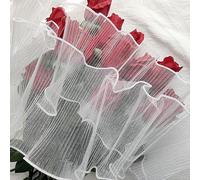 Xiao Hua plain edge wave yarn flower packaging paper material yarn bouquet pleated wave yarn wrapped flower net yarn floral art 4 meters long (white)