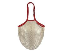 Xiao Hua Reusable Grocery Net Bags, Cotton Mesh Tote, Farmer's Market Bags for Fruits and Vegetables, String Shopping Organizer, Storage Bag with Long Handles, 1 Packs (Red Handle)