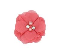 Xiao Hua Rhinestone Chiffon Flowers, 10 Pcs Fabric Ribbon Bows for Headbands, Crafts, Party Decorations,Light Red