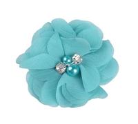 Xiao Hua Rhinestone Chiffon Flowers, 10 Pcs Fabric Ribbon Bows for Headbands, Crafts, Party Decorations,Blue A