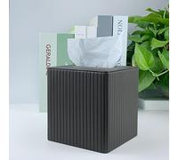 Xiao Hua Square Leather Tissue Box Cover - Stylish Cube Tissue Box Holder, Decorative PU Tissue Box for Vanity Dresser Night Stand Table Countertop Home Office Car, Grid White，Dark Grey