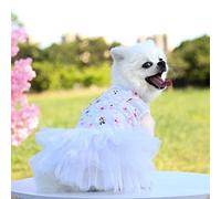 XIAO HUA Sweet Puppy Dog Dress,Cute Princess Cat Dresses Dog Skirt for Small Girl Dogs(White，XS)