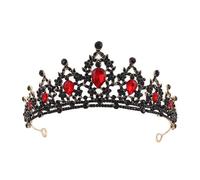 XIAO HUA Wedding Tiara for Bride Princess Tiara Headband Bridal Crown,Crystal Rhinestone Hair Jewelry Decor for Queen Bride Birthday Prom Wedding Pageant Halloween Costume Party(Black+Red)