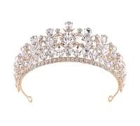 XIAO HUA Wedding Tiara for Bride Princess Tiara Headband Bridal Crown,Crystal Rhinestone Hair Jewelry Decor for Queen Bride Birthday Prom Wedding Pageant Halloween Costume Party(White) V