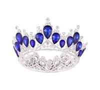 XIAO HUA Wedding Tiara for Bride Princess Tiara Headband Bridal Crown,Crystal Rhinestone Hair Jewelry Decor for Queen Bride Birthday Prom Wedding Pageant Halloween Costume Party(Blue) QR