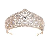 XIAO HUA Wedding Tiara for Bride Princess Tiara Headband Bridal Crown,Crystal Rhinestone Hair Jewelry Decor for Queen Bride Birthday Prom Wedding Pageant Halloween Costume Party(Gold+White)