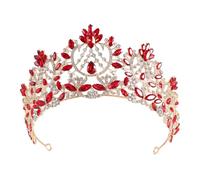 XIAO HUA Wedding Tiara for Bride Princess Tiara Headband Bridal Crown,Crystal Rhinestone Hair Jewelry Decor for Queen Bride Birthday Prom Wedding Pageant Halloween Costume Party(Red) Q