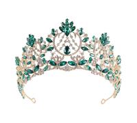 XIAO HUA Wedding Tiara for Bride Princess Tiara Headband Bridal Crown,Crystal Rhinestone Hair Jewelry Decor for Queen Bride Birthday Prom Wedding Pageant Halloween Costume Party(Green) Q