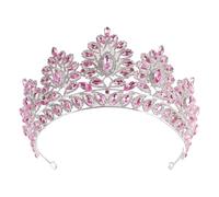 XIAO HUA Wedding Tiara for Bride Princess Tiara Headband Bridal Crown,Crystal Rhinestone Hair Jewelry Decor for Queen Bride Birthday Prom Wedding Pageant Halloween Costume Party(Dark Pink) Q2