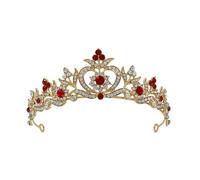 XIAO HUA Wedding Tiara for Bride Princess Tiara Headband Bridal Crown,Crystal Rhinestone Hair Jewelry Decor for Queen Bride Birthday Prom Wedding Pageant Halloween Costume Party(Red) QZ
