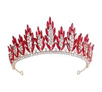 XIAO HUA Wedding Tiara for Bride Princess Tiara Headband Bridal Crown,Crystal Rhinestone Hair Jewelry Decor for Queen Bride Birthday Prom Wedding Pageant Halloween Costume Party(Red) N