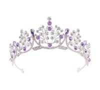 XIAO HUA Wedding Tiara for Bride Princess Tiara Headband Bridal Crown,Crystal Rhinestone Hair Jewelry Decor for Queen Bride Birthday Prom Wedding Pageant Halloween Costume Party(Purple) Q15