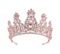 XIAO HUA Wedding Tiara for Bride Princess Tiara Headband Bridal Crown,Crystal Rhinestone Hair Jewelry Decor for Queen Bride Birthday Prom Wedding Pageant Halloween Costume Party(Pink) Q13
