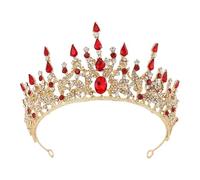 XIAO HUA Wedding Tiara for Bride Princess Tiara Headband Bridal Crown,Crystal Rhinestone Hair Jewelry Decor for Queen Bride Birthday Prom Wedding Pageant Halloween Costume Party(Red) V