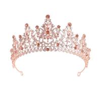 XIAO HUA Wedding Tiara for Bride Princess Tiara Headband Bridal Crown,Crystal Rhinestone Hair Jewelry Decor for Queen Bride Birthday Prom Wedding Pageant Halloween Costume Party(Pink) Q09