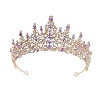 XIAO HUA Wedding Tiara for Bride Princess Tiara Headband Bridal Crown,Crystal Rhinestone Hair Jewelry Decor for Queen Bride Birthday Prom Wedding Pageant Halloween Costume Party(Purple) Q6