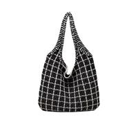 Xiao Hua Women's Large Capacity Shoulder Bag - Stylish Versatile, Knit Tote for Shoulder & Handheld, 13.99x0.38x14.17inch - Black