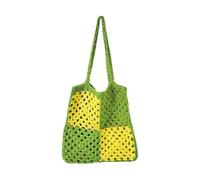 Xiao Hua Women's Large-Capacity Straw Woven Tote - Shoulder Bag for Summer Beach Vacation, Chic Weaving Design 9.44 * 0.39 * 9.44inch -Green