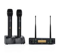 Xiao Meng Yi Wireless Microphone System, 2x100 UHF Dual-Channel Rechargeable Handheld Dynamic Microphone, Auto Scan, Suitable for Singing, Karaoke, Wedding, Performance