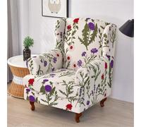 Xiao Ren 2 Piece Stretch Wingback Chair Covers Wing Chair Slipcover Beautiful Elegant Floral Print Armchairs Covers Spandex Furniture Protector for Living Room Bedroom Hotel(G)