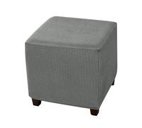 Xiao Ren Jacquard Square Ottoman Cover, Universal Stretch Pouf Cover Soft Ottoman Cover with Elastic Bottom Non-Slip Washable Ottoman Slipcovers(Grigio Scuro)