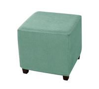 Xiao Ren Jacquard Square Ottoman Cover, Universal Stretch Pouf Cover Soft Ottoman Cover with Elastic Bottom Non-Slip Washable Ottoman Slipcovers(Ciano)