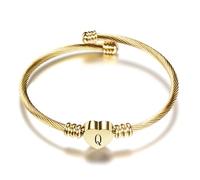 xiao Silver Initial Bracelet for Women, Adjustable Cuff Bangle Heart A-Z Bracelets Personalized Jewellery Birthday Gifts for Girls Mum Daughter (Q)