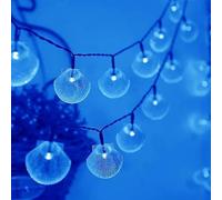 xiao Solar Seashell String Lights 7m 50LED Waterproof 8 Modes Sea Shell String Lights Ocean Theme Lights for Covered Outdoor Camping (Blue)