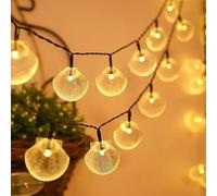 xiao Solar Seashell String Lights 7m 50LED Waterproof 8 Modes Sea Shell String Lights Ocean Theme Lights for Covered Outdoor Camping (Warm White)