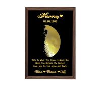 XIAO.Z Personalized Gold Foil Moon Phase Frame Sign for Mother's Day,Custom Mom Moon Phase Photo Frame With Real Moon, Moon Phase Picture Art for Mom,Mothers Day Wooden Moon Print Art Frame Gifts