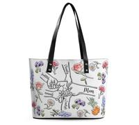 XIAO.Z You Hold Our Hands Also Our Hearts,Personalized Mothers Day Holding Mom's Hand 3D Flower Effect Leather Bags,Custom Handbag For Mom Grandma, Mothers Day Loving Gift For Grandma, Mom,Nana