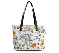 XIAO.Z You Hold Our Hands Also Our Hearts,Personalized Mothers Day Holding Mom's Hand 3D Flower Effect Leather Bags,Custom Handbag For Mom Grandma, Mothers Day Loving Gift For Grandma, Mom,Nana