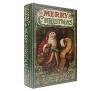 XIAOAIKA Merry Christmas Faux Book Box, Vintage Decorative Storage | Wood construction with leather-look cover, magnetic closure and hidden compartment for bookshelf, mantel, office or entryway