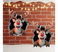 XIAOBAN 3D Santa Claus Break-Through Wall Decal PVC Removable Christmas 2025 Decoration New Sticker Window I2X2 Wall