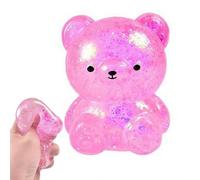 XIAOBAN Bear Squishies Toy, Transparent Glitter Squishies, Soft Slow-Rising Decompression Fidget Toy, Stress Relief Squeeze Balls for Easter Gifts Birthday Gifts Party Favors (Pink)
