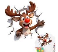 XIAOBAN Christmas Creative Wall Sticker, 11.8" 3D Santa Claus Broken Wall Cartoon Design Christmas Decals, Funny Xmas Single Use Removable Living Room Festive Decor for Home Door Window