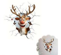 XIAOBAN Christmas Creative Wall Sticker, 11.8" 3D Santa Claus Broken Wall Cartoon Design Christmas Decals, Funny Xmas Single Use Removable Living Room Festive Decor for Home Door Window