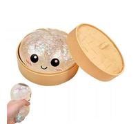 XIAOBAN Giant Glitter Dumpling, Novlety Dumpling Stuffed Bun Plush Rainbow Dumplings Cute Anxiety Relief Fidget Toy Decompression Dough for Adults Bun with Food Steamer Stretchy Toys (White)
