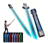 XIAOBAN Light Up Sword, Mini Light Sabers for Kids, 7 Color Rechargeable LightUp Saber, Cool Retractable Lights Swords for DressUp Parties Play Fighting, (Silvery)