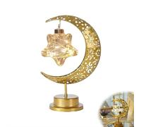 XIAOBAN Ramadan Decorations Moon and Stars - Ramadan Lights for Table - Crescent Moon & Star Ramadans Decorations for Home, Eid Mubarak Decor Lights for Party Bedroom Living Room (C)