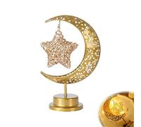 XIAOBAN Ramadan Decorations Moon and Stars - Ramadan Lights for Table - Crescent Moon & Star Ramadans Decorations for Home, Eid Mubarak Decor Lights for Party Bedroom Living Room (A)