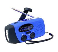 XIAOBAN Solar Emergency Hand Crank Weather Radio, Portable Hand Crank Dynamo, AM/FM Radios with Power Bank & SOS Alarm LED Flashlight for Camping, Hiking & Home Emergency Use (Blue)
