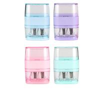 Xiaobanli 4 Pack Double Holes Pencil Sharpener with Eraser，Manual Pencil Sharpeners with Lid & Eraser for Kids School Office Home