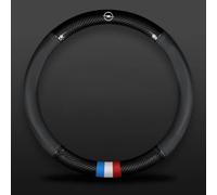 XIAOBINGFA Leather Car Steering Wheel Cover for Opel Astra Adam Combo Corsa Insignia, Car Handle Cover Breathable Steering Wheel Protector Accessories Interior,Black-O