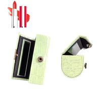 XIAOBUU Leather Lipstick Case Organiser - Durable Waterproof Holder With Button Closure and Makeup Mirror - Cosmetic Storage Box (Light Green)