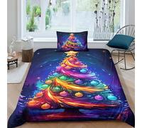 XIAOCHENG Christmas Tree Duvet Cover 2 PCS Hotel Quality Quilt Cover Bedding Bed Covers with Pillowcases with Zipper Closure Breathable Stylish Comforter Single（135x200cm）