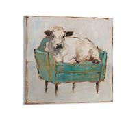 xiaochouyu Farm Animals Art Cows - Moo-ving In I Canvas Art Poster and Wall Art Picture Print Modern Family bedroom Decor Posters 24x24inch(60x60cm)