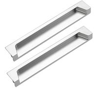 XIAODANHUA 2 Pieces Drawer Handles Hidden Cabinet Pull Handles Zinc Alloy Kitchen Door Handles Embedded Furniture Pulls for Wardrobe Bedside Table Living Room (Hole Distance 128mm)