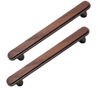 XIAODANHUA 2 Pieces Wardrobe Handles Walnut Cupboard Knobs Zinc Zlloy Kitchen Door Pull Handles Furniture Pulls for Drawer Bedroom Bathroom (Hole Distance 128mm)