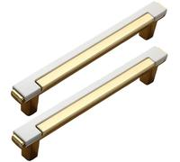 XIAODANHUA Kitchen Handles 2 Pcs Zinc Alloy Bathroom Cabinet Knobs Decorative Wardrobe Door Pull Handles Two-Color Solid Furniture Pulls (Hole Distance 128mm)